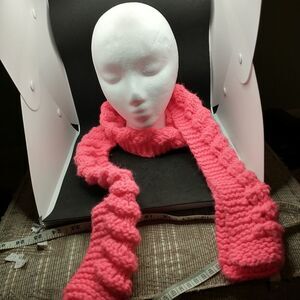 Hand Crafted Unisex Knit Scarve Pink Winter Wrap Cowl Cold Weather Gear